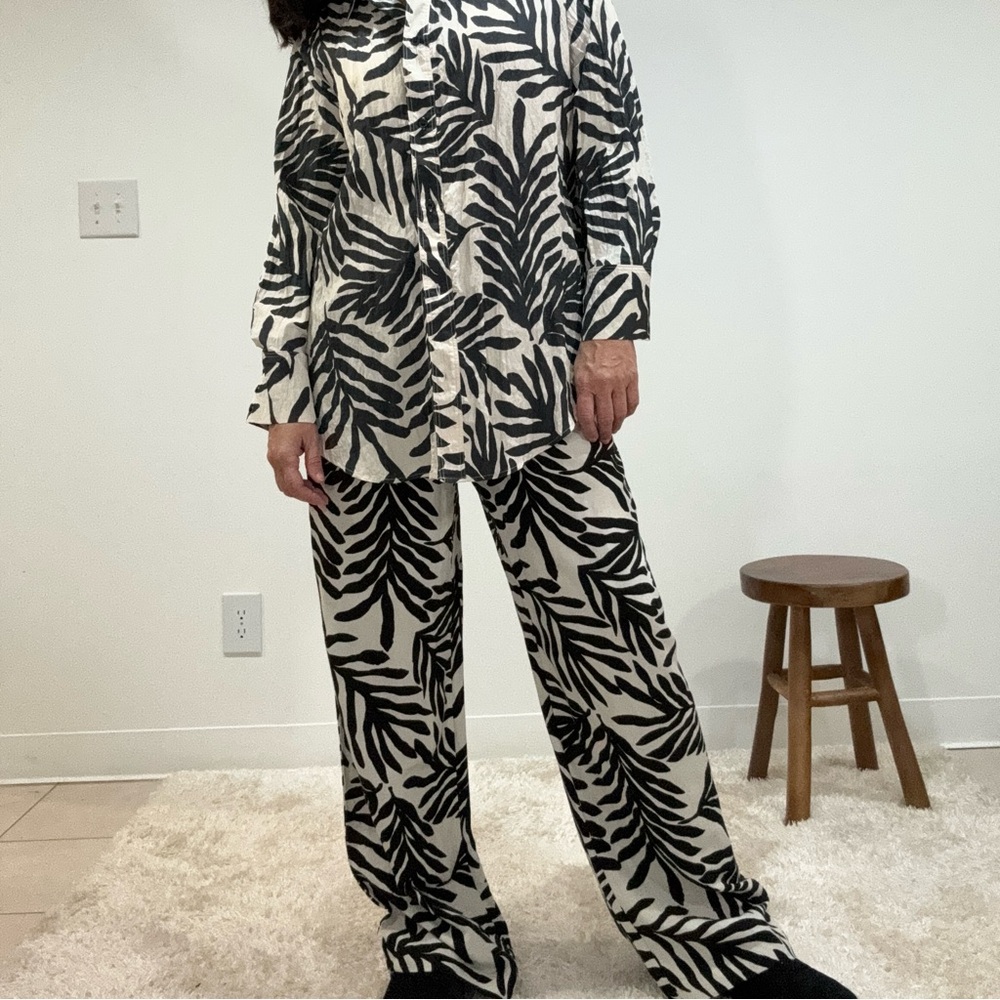H&M Print 2 Piece  Boho Long Sleeve Shirt Top and pants